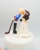 Picture of Hockey Player Groom & Photographer Bride Wedding Cake Topper, Custom Hobby Wedding Cake Topper