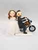 Picture of Motorcycle wedding cake topper, Biker bride & groom clay figurine