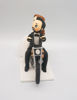 Picture of Motorcycle wedding cake topper, Biker bride & groom clay figurine