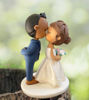 Picture of Kissing bride & groom wedding cake topper, small wedding topper