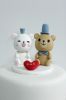 Picture of Happy Milk & Mocha Wedding Cake Topper, Polar bear & brown bear cake topper, Blue wedding theme