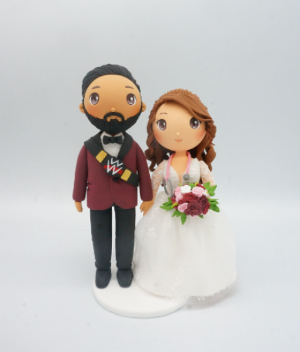 Picture of WWE Champion & Doctor wedding cake topper, Wrestling wedding cake topper