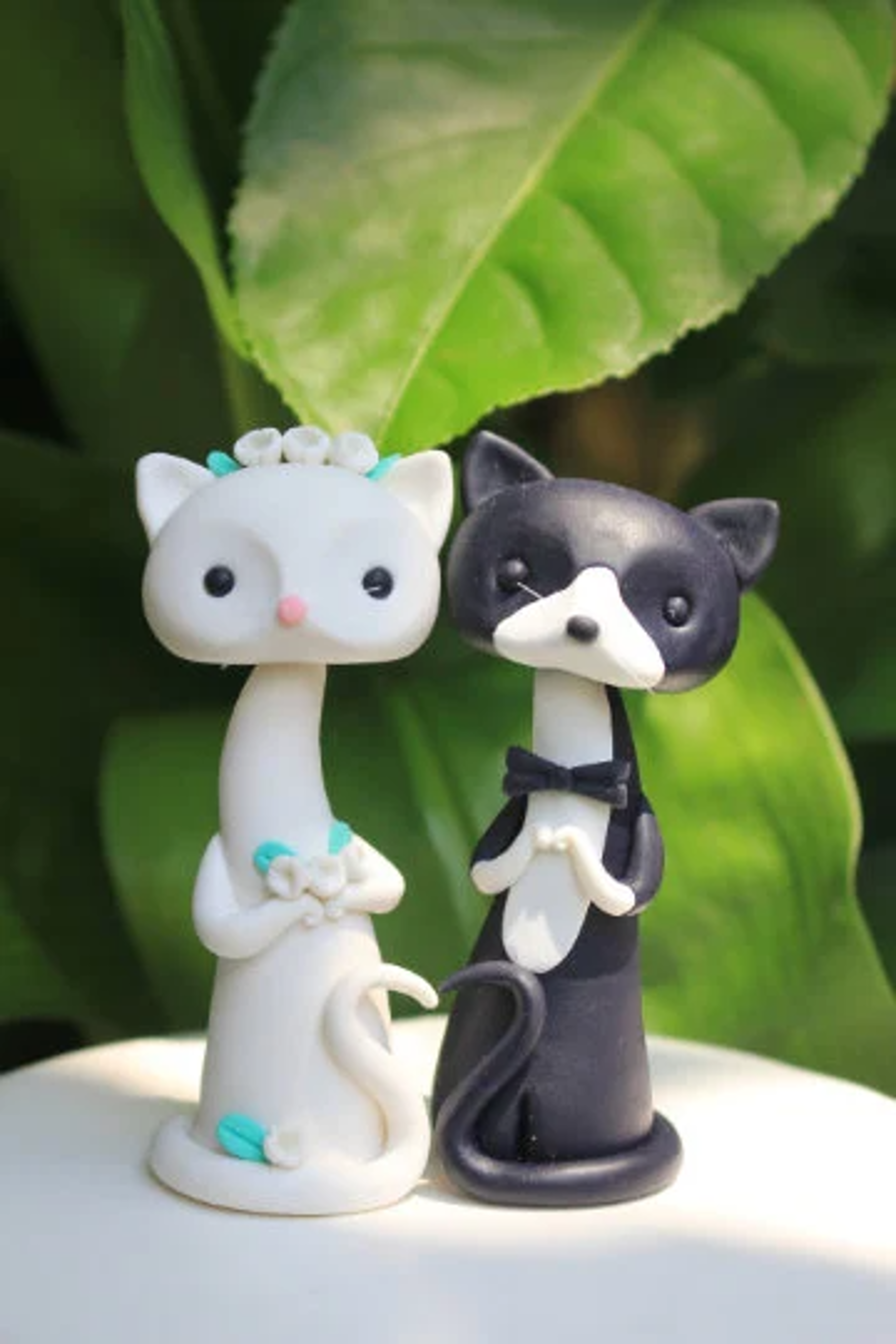 Picture of Cat Wedding Cake Topper, Black & white Kitty Wedding Topper