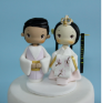 Picture of Royal Hanbok Wedding Cake Topper, Traditional Korea Wedding Clay Doll