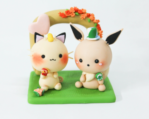 Picture of Meowth and Eevee Wedding Cake Topper, Pokémon inspire wedding theme
