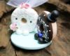 Picture of  Donut wedding cake topper, chocolate and vanilla wedding cake topper, baker wedding cake topper,