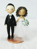 Picture of Rustic wedding cake topper, Curly Hair Bride clay figurine