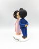 Picture of Ao Dai Wedding Cake Topper, Kissing Bride and Groom Clay Figurine