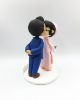 Picture of Ao Dai Wedding Cake Topper, Kissing Bride and Groom Clay Figurine