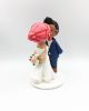 Picture of Pink hair bride and glasses groom wedding topper, Kissing wedding cake topper