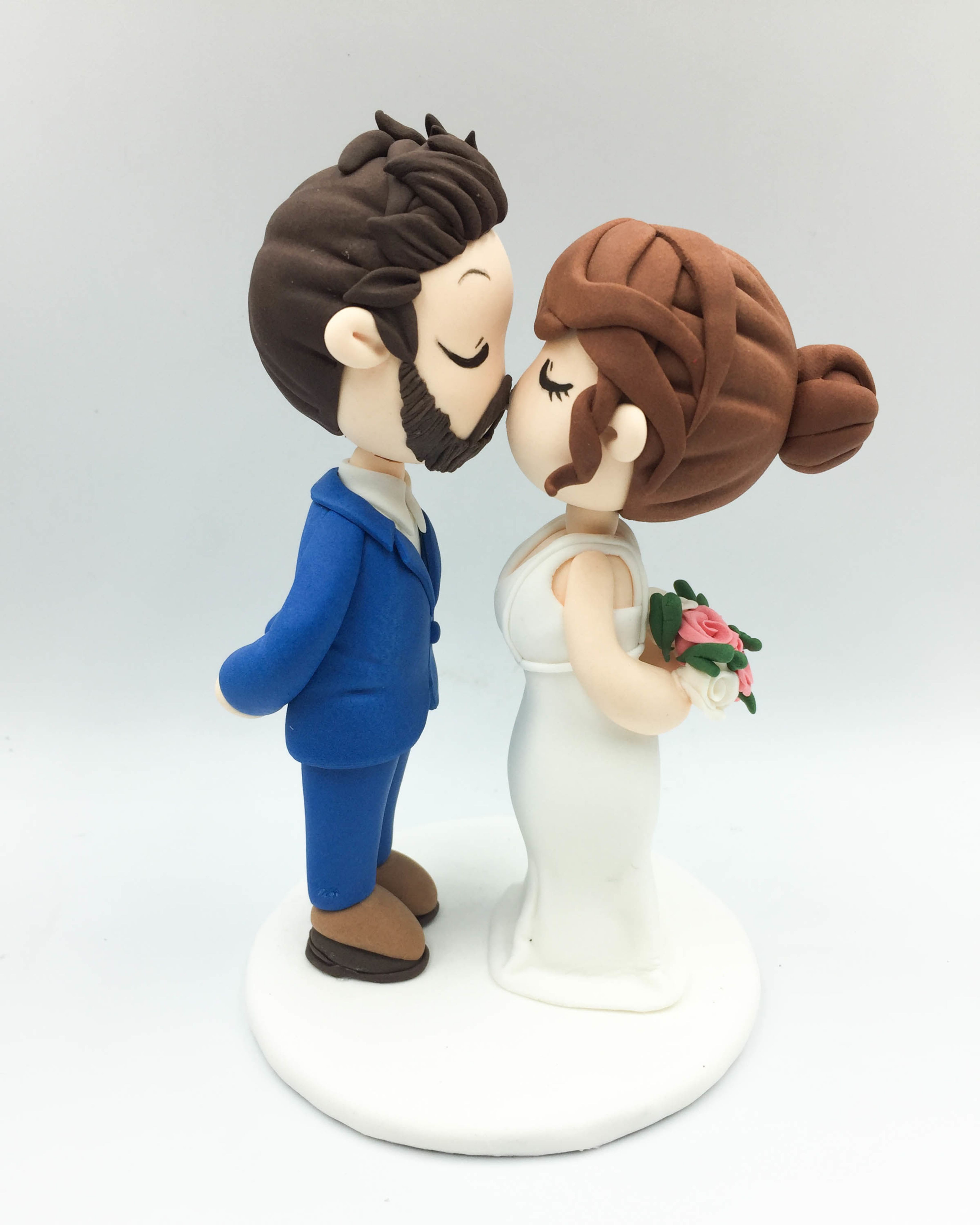 Picture of Full Beard Groom and Mermaid Wedding Dress Bride Wedding Cake Topper