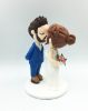 Picture of Full Beard Groom and Mermaid Wedding Dress Bride Wedding Cake Topper