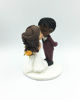 Picture of Interracial wedding cake topper, Braided Groom and Half Updo bride Wedding Cake Topper