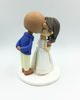 Picture of Mixed Race Wedding Cake Topper, Bald groom & wavy hair bride wedding topper