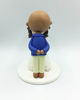 Picture of Mixed Race Wedding Cake Topper, Bald groom & wavy hair bride wedding topper