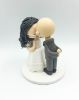 Picture of Bald groom and Curly Hairstyle Bride wedding cake topper