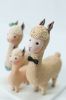 Picture of Alpaca Family Wedding Cake Topper, Alpaca bride & groom with Cria Wedding Cake Topper, Llama cake topper