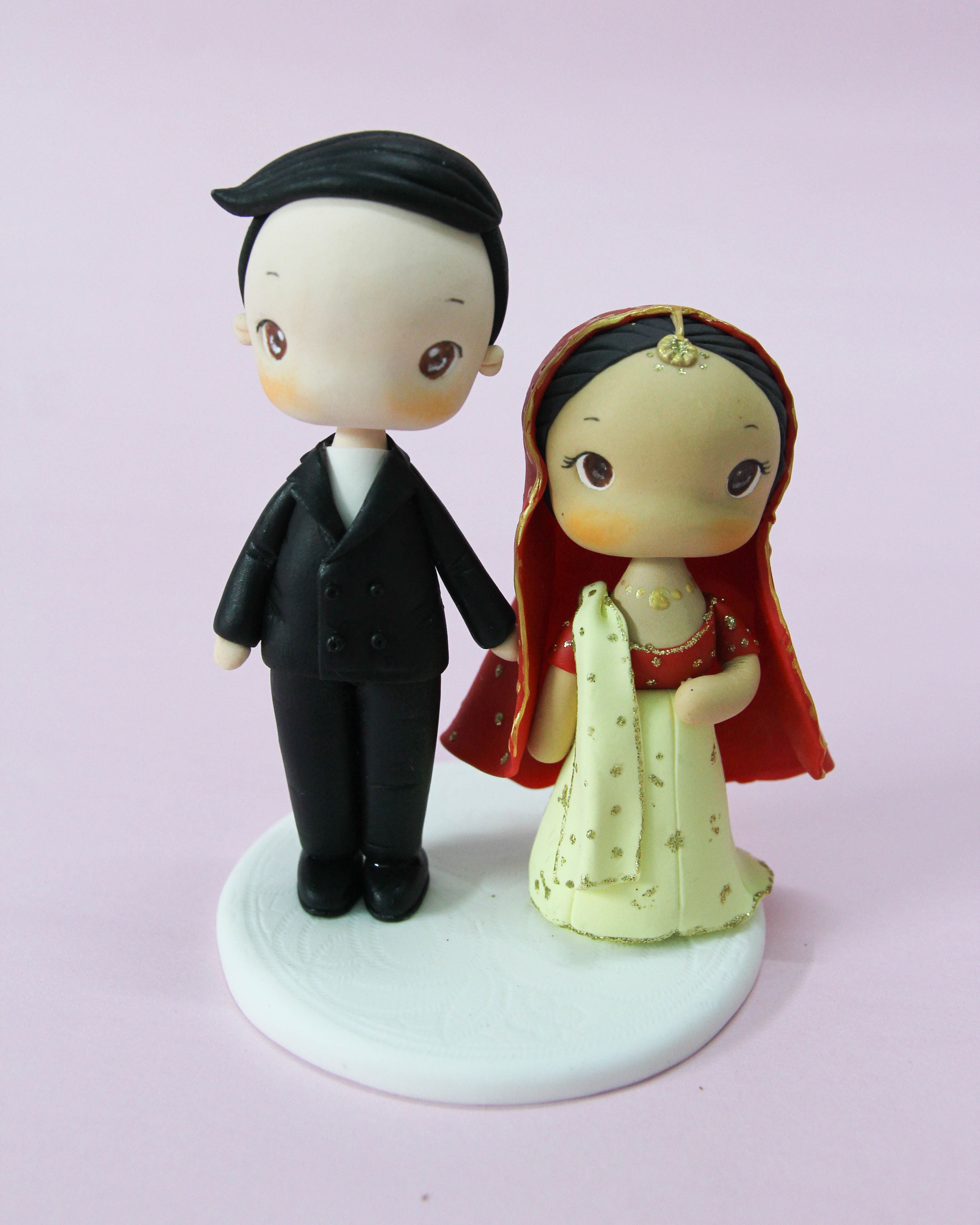 Picture of Mixed Race wedding cake topper, Indian & American Wedding Cake Topper
