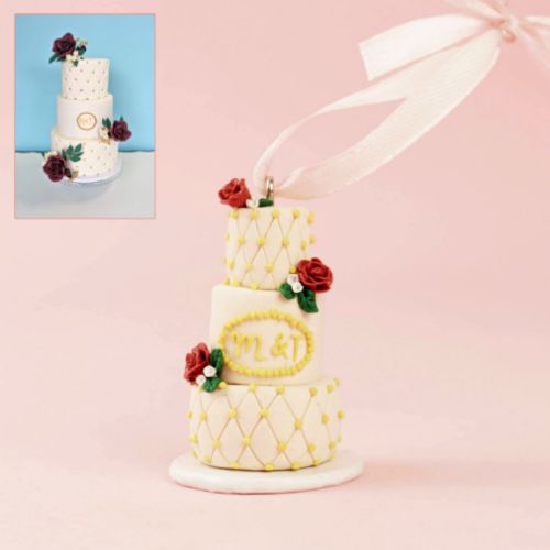 Picture of Custom Wedding Cake Ornament, Personalized Keepsake Wedding Cake Replica