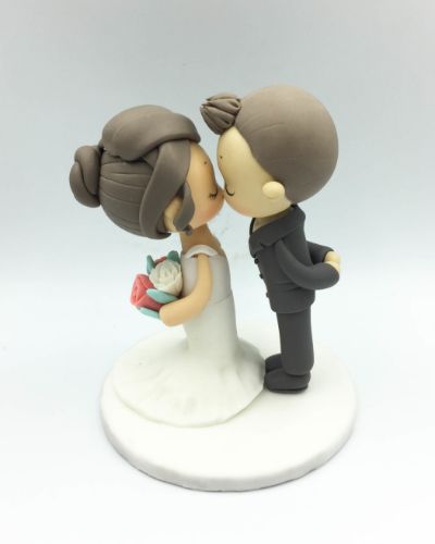 Picture of Boho Wedding Cake Topper, Kissing Bride Groom Topper