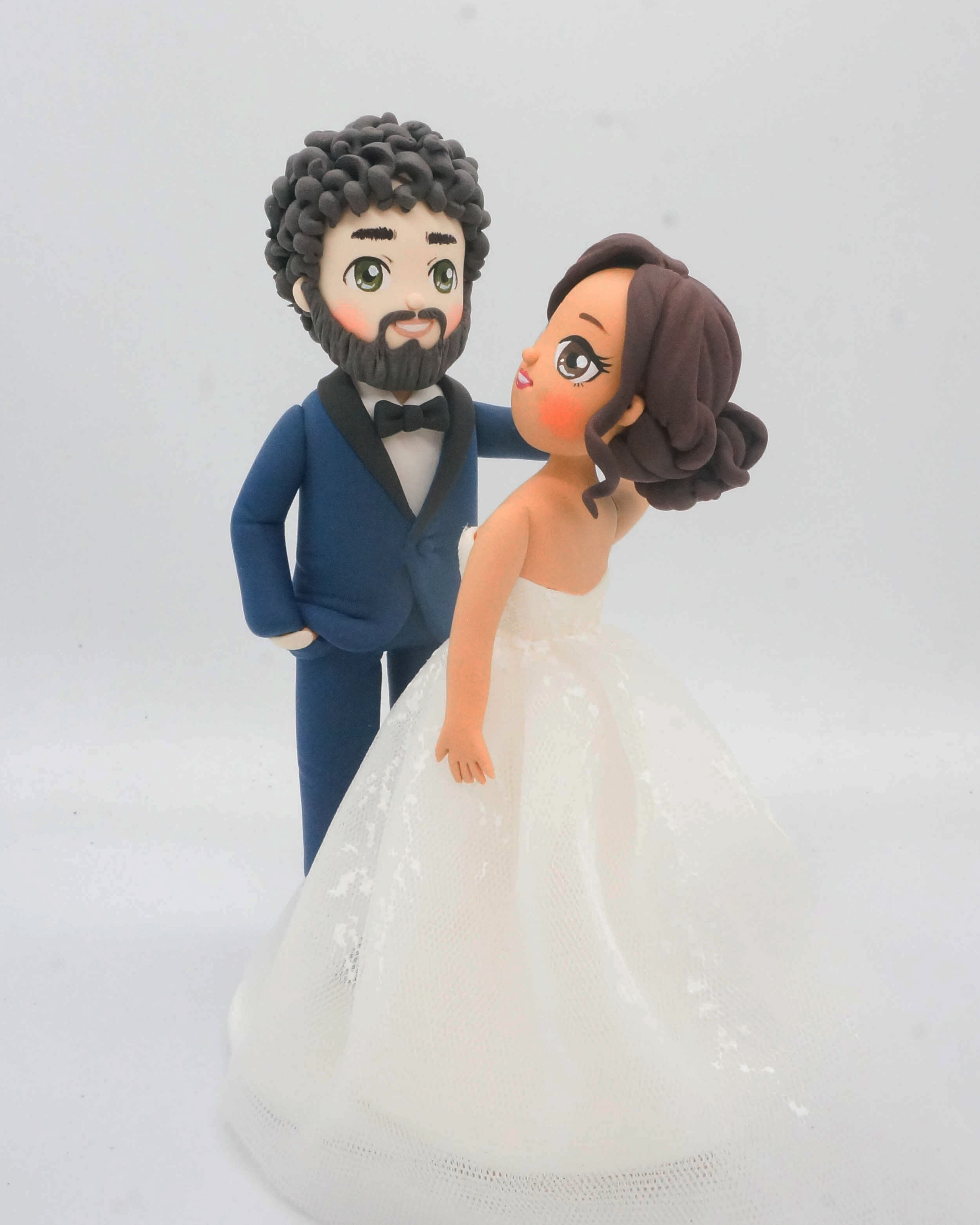 Picture of First Dance Wedding Dance wedding cake topper, Curly Hair Groom and Bun Bride Topper