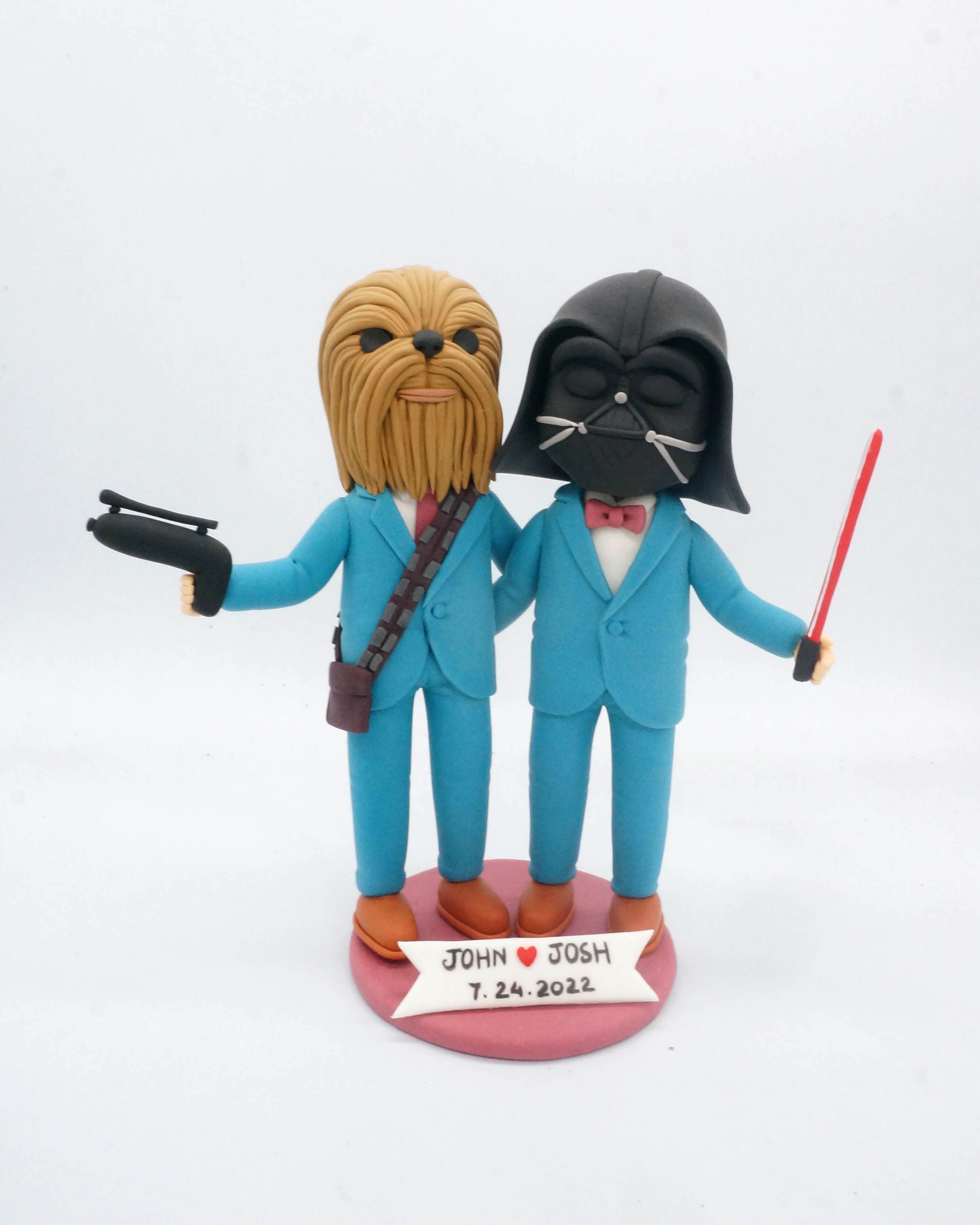 Picture of Chewbacca and Darth Vadar Wedding Cake Topper, Gay Wedding Cake Topper