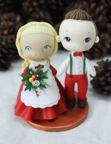 Picture of Christmas Wedding Cake Topper, First Christmas as Mr & Mrs figurine