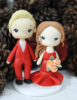 Picture of Custom Christmas Wedding Cake Topper, Red Wedding Theme Cake Topper