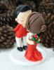 Picture of Kissing Christmas Wedding Cake Topper, White and Red Wedding Theme