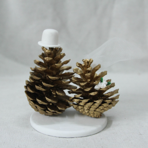 Picture of Gold Anniversary Cake Topper, Pinecone wedding cake topper