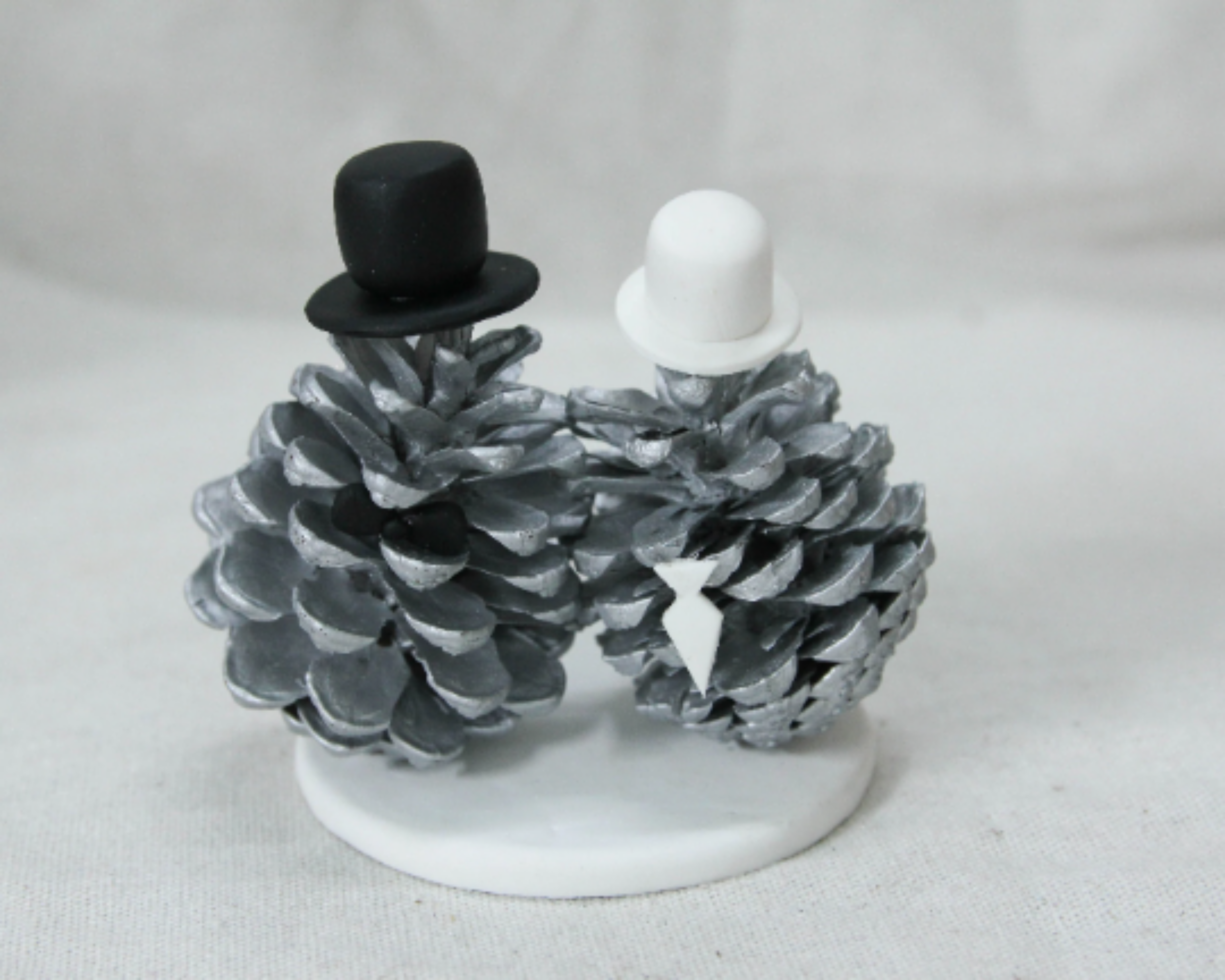 Picture of Silver Anniversary Wedding Cake Topper, Pinecone wedding cake topper