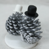 Picture of Silver Anniversary Wedding Cake Topper, Pinecone wedding cake topper