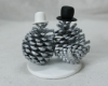 Picture of Silver Anniversary Wedding Cake Topper, Pinecone wedding cake topper