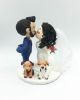 Picture of Bride & Groom With Dog Wedding cake topper, Full beard groom and dog mama bride topper