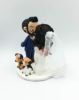 Picture of Bride & Groom With Dog Wedding cake topper, Full beard groom and dog mama bride topper