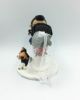 Picture of Bride & Groom With Dog Wedding cake topper, Full beard groom and dog mama bride topper