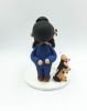 Picture of Bride & Groom With Dog Wedding cake topper, Full beard groom and dog mama bride topper