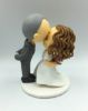 Picture of Curly Hair Bride and Bald Groom Wedding Cake Topper, Elopement cake topper