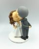 Picture of Curly Hair Bride and Bald Groom Wedding Cake Topper, Elopement cake topper