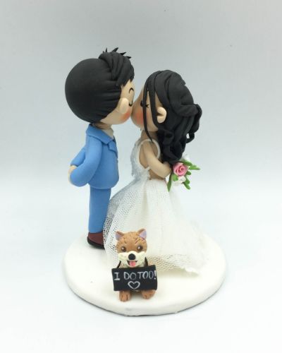 Picture of I Do Too Wedding Cake Topper with Dog, Custom Wedding Gift for Couple