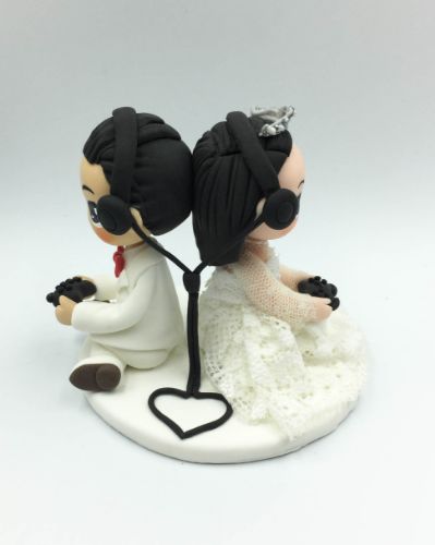 Picture of Geek Wedding Cake Topper, Wedding Gift for Gamer couple