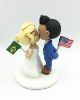Picture of US and Brazil Wedding Cake Topper, Mixed Race Wedding Cake Topper