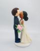 Picture of Mixed-Race bride and groom wedding Cake Topper, Kissing Couple Figurine