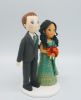 Picture of Mixed Race bride & groom cake topper, Indian bride & British groom wedding cake topper