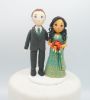 Picture of Mixed Race bride & groom cake topper, Indian bride & British groom wedding cake topper