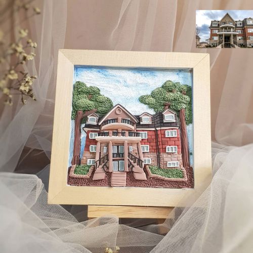 Picture of Personalized Clay House Portrait, Framed 3D Clay House, Realtor Closing Gift