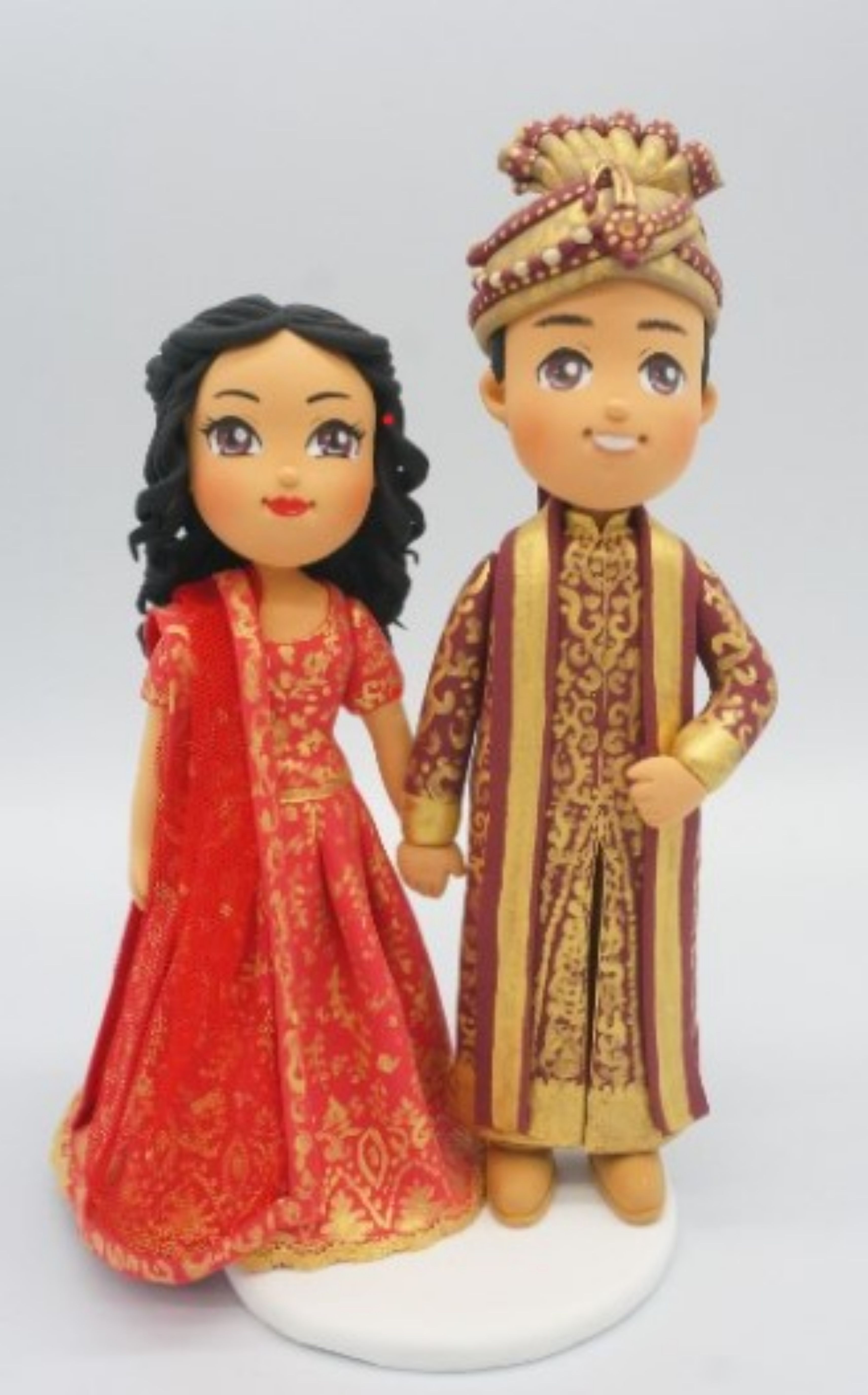 Picture of Indian Wedding Cake Topper, Red & Gold Wedding cake topper