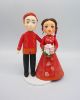 Picture of Chinese Wedding Cake Topper, Bride and Groom in Red dress cake topper