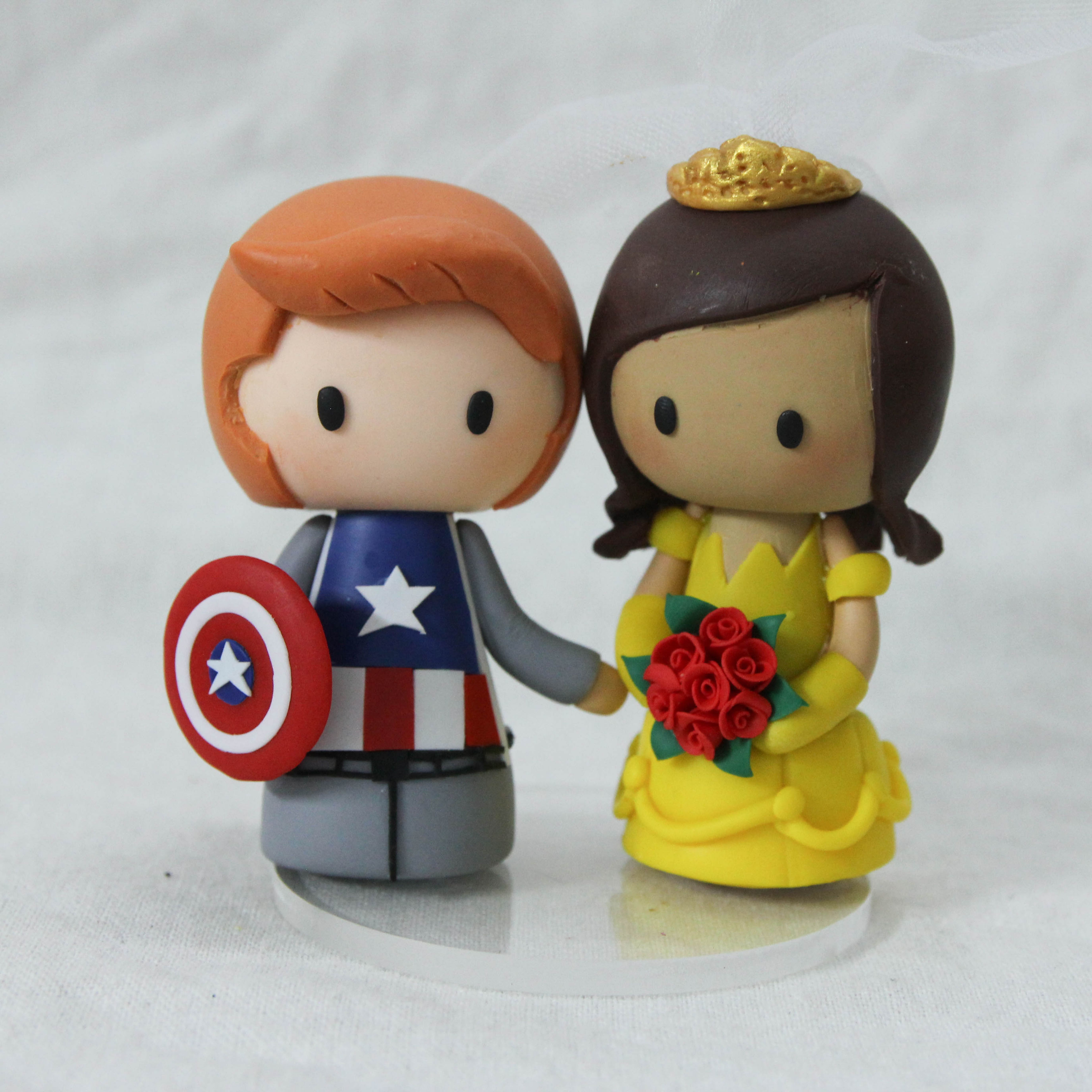 Picture of Captain America and Belle Princess Wedding Cake Topper
