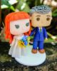 Picture of Custom Funko Pop Wedding Cake Topper, Gray-Haired Groom and Orange-Haired Bride Wedding Cake Topper